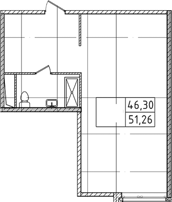 Квартира студия 51.26 м², 14/14 эт., Комплекс апартаментов «Ladozhsky Avenir»